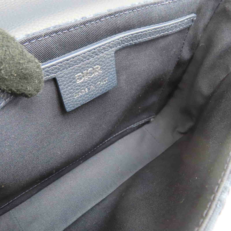 藍色 緹花帆布 Saddle 小型翻蓋 郵差 肩背包 1ADPO049YKS_H00N【Dior 迪奧】 1ADPO049YKS_H00N-4