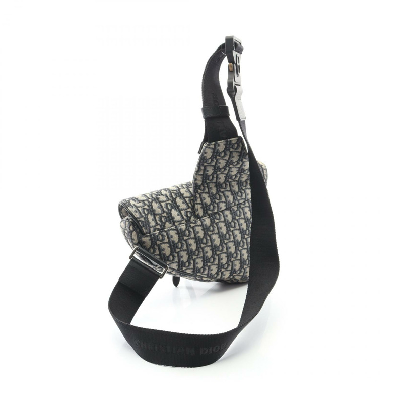 Dior SADDLE Oblique Jacquard 腰包 斜背包 帆布 皮革 米色 海軍藍 二手-1