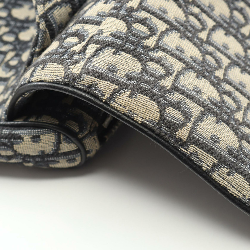 Dior SADDLE Oblique Jacquard 腰包 斜背包 帆布 皮革 米色 海軍藍 二手-5