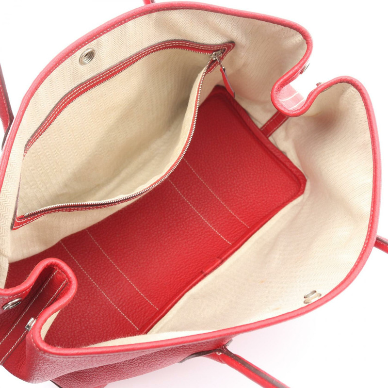 愛馬仕 Garden party PM 手提包 P Negonda 皮革 Rouge casaque 二手 SHW-2