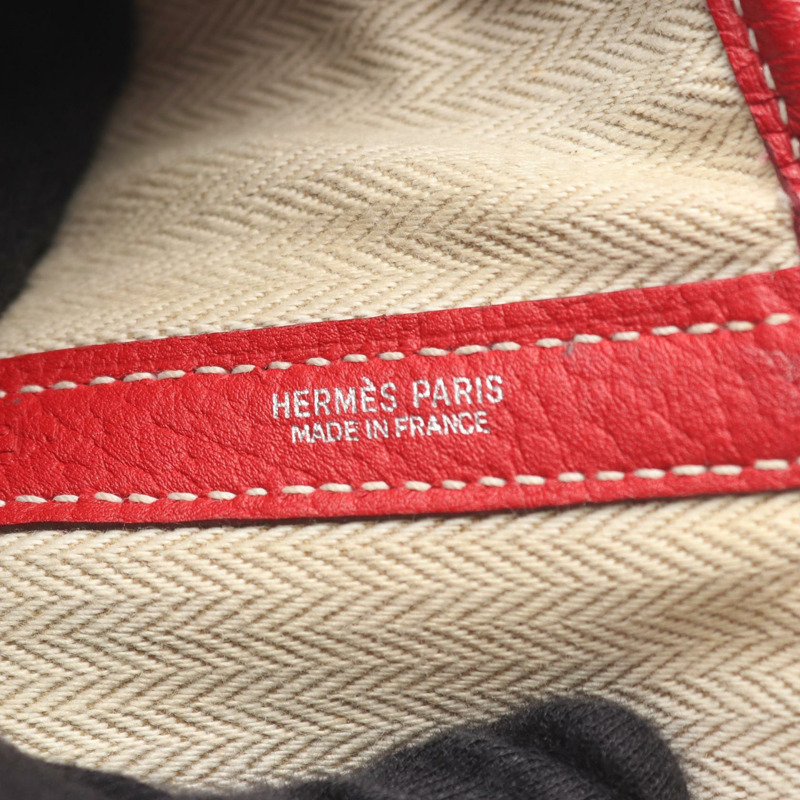 愛馬仕 Garden party PM 手提包 P Negonda 皮革 Rouge casaque 二手 SHW-3