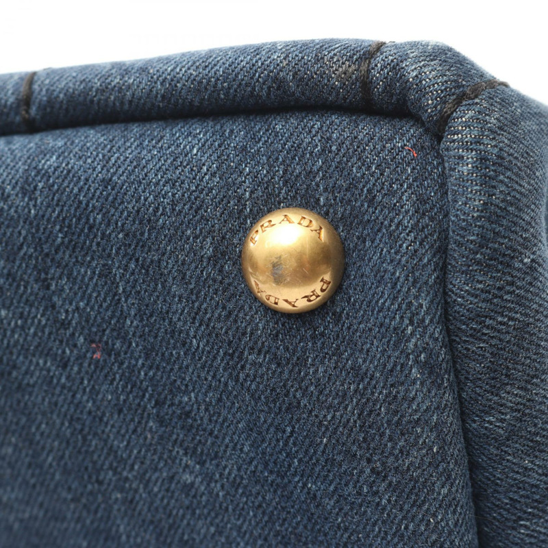 PRADA Canapa 單肩手提包斜背包牛仔藍二手女款logo-5