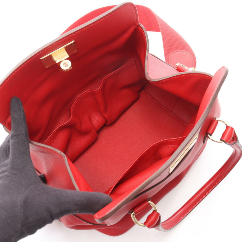 愛馬仕 Toolbox 20 單肩手提包 D Swift 皮革 紅色 Vermillon 二手 女士 GHW-2