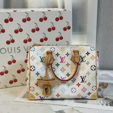 LOUIS VUITTON x 村上隆聯名白三彩Speedy Bandouliere 25