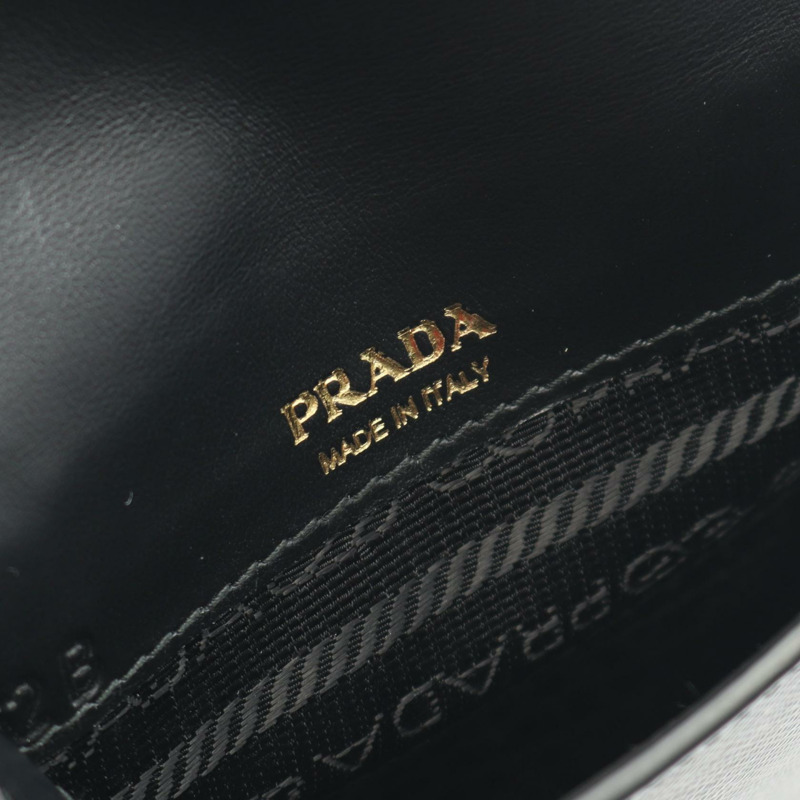 PRADA 三角形 Logo 鏈條手機包 1BP050 Saffiano 皮革 黑色-3