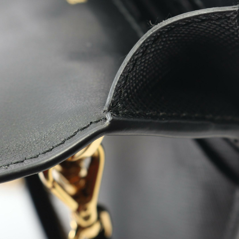 PRADA 三角形 Logo 鏈條手機包 1BP050 Saffiano 皮革 黑色-7