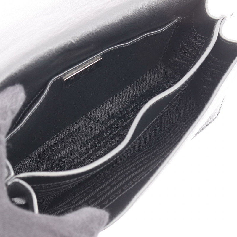 PRADA GLACE'CALF 斜背單肩包 1BD296 黑色皮革 二手 女士-2