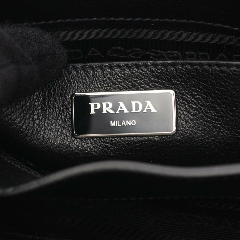 PRADA GLACE'CALF 斜背單肩包 1BD296 黑色皮革 二手 女士-3