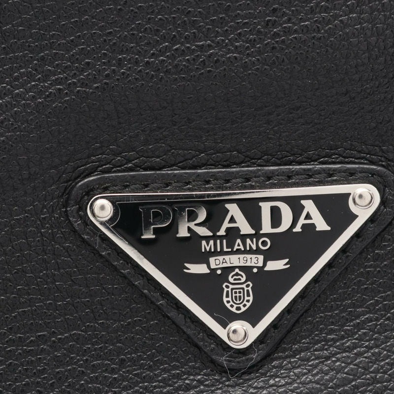 PRADA GLACE'CALF 斜背單肩包 1BD296 黑色皮革 二手 女士-4