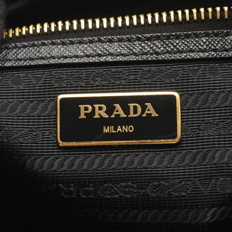 PRADA 斜背肩背包 尼龍 Saffiano 皮革 黑色 二手 女士-3