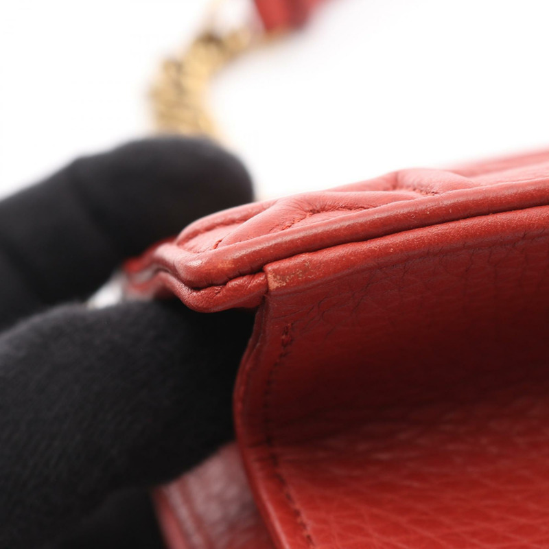 Christian Dior DIORAMA 鏈條肩背包，波爾多紅皮革，二手女款-6