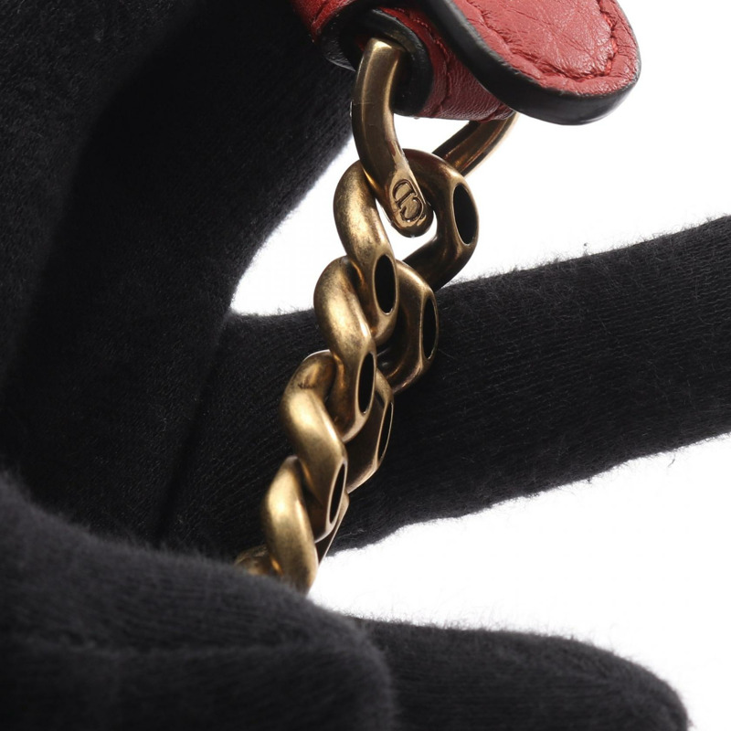 Christian Dior DIORAMA 鏈條肩背包，波爾多紅皮革，二手女款-8