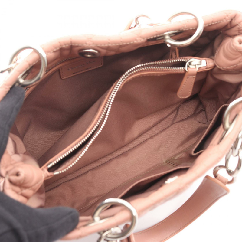 Christian Dior Cannage 鏈條手提包 MO955PCAL 粉紅色皮革 SHW 二手女士-2