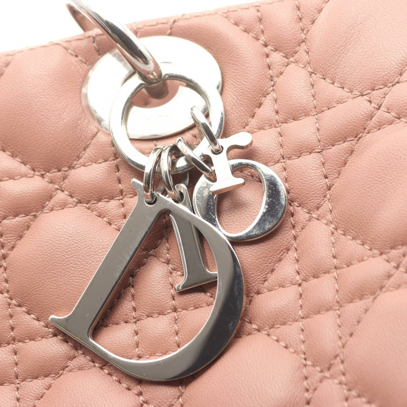 Christian Dior Cannage 鏈條手提包 MO955PCAL 粉紅色皮革 SHW 二手女士-5