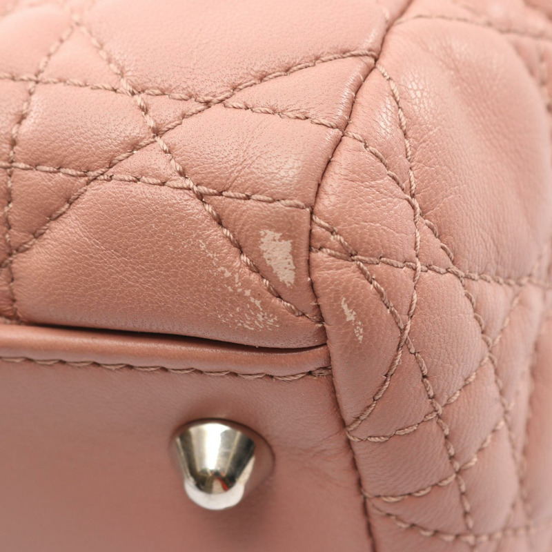 Christian Dior Cannage 鏈條手提包 MO955PCAL 粉紅色皮革 SHW 二手女士-6