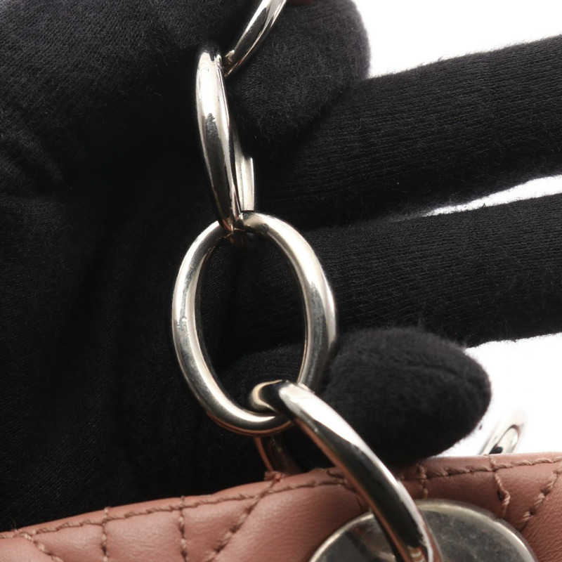 Christian Dior Cannage 鏈條手提包 MO955PCAL 粉紅色皮革 SHW 二手女士-8