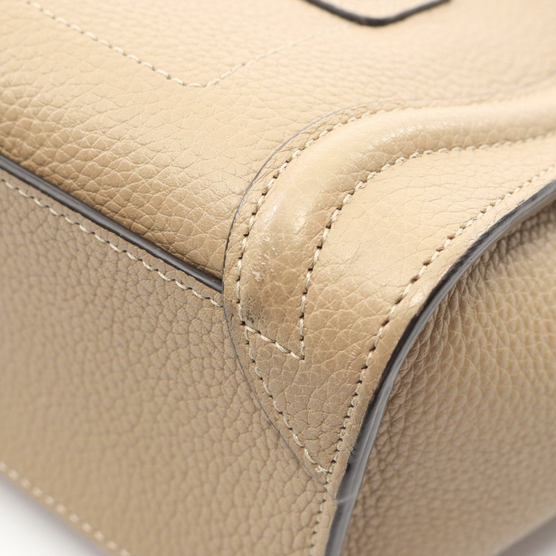 CELINE Luggage Nano Shopper 單肩斜背包，米色皮革，二手女款-8