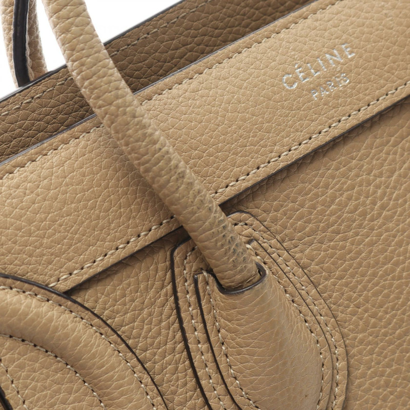 CELINE Luggage Nano Shopper 單肩斜背包，米色皮革，二手女款-9