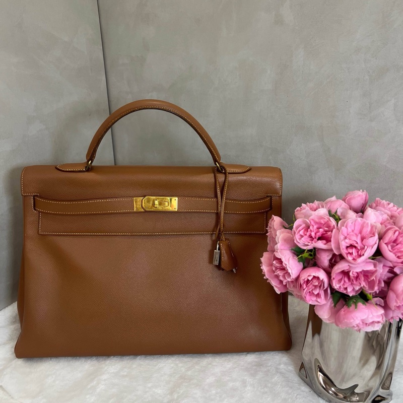 Hermès Kelly 凱莉包 35 金棕金扣-0