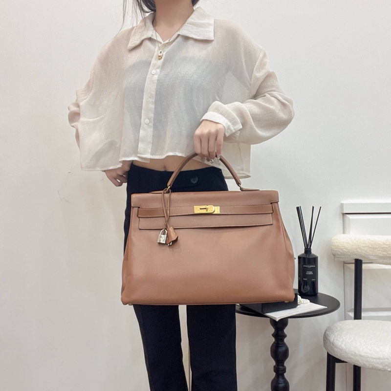Hermès Kelly 凱莉包 35 金棕金扣-1