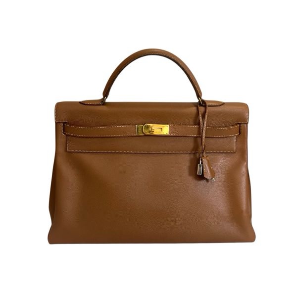 Hermès Kelly 凱莉包 35 金棕金扣-2