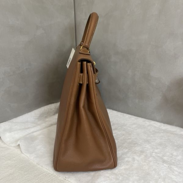 Hermès Kelly 凱莉包 35 金棕金扣-3