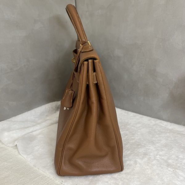 Hermès Kelly 凱莉包 35 金棕金扣-4