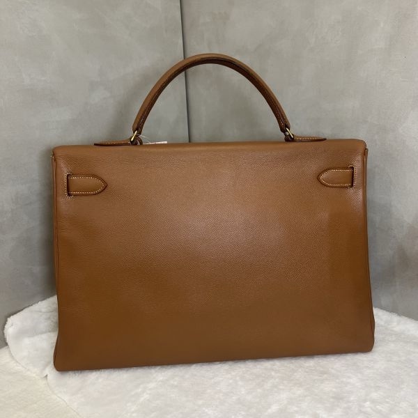 Hermès Kelly 凱莉包 35 金棕金扣-5