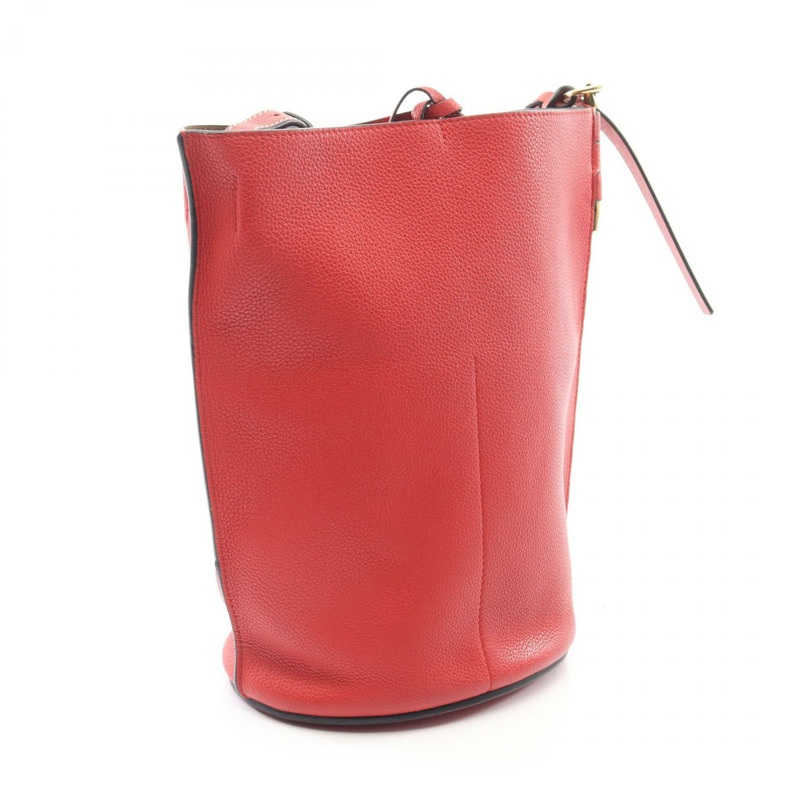 LOEWE Gate Anagram 水桶斜背包 10222610 紅色皮革 二手 女士-1