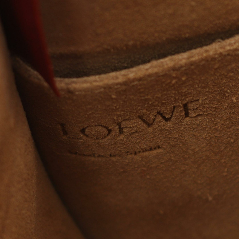 LOEWE Gate Anagram 水桶斜背包 10222610 紅色皮革 二手 女士-3