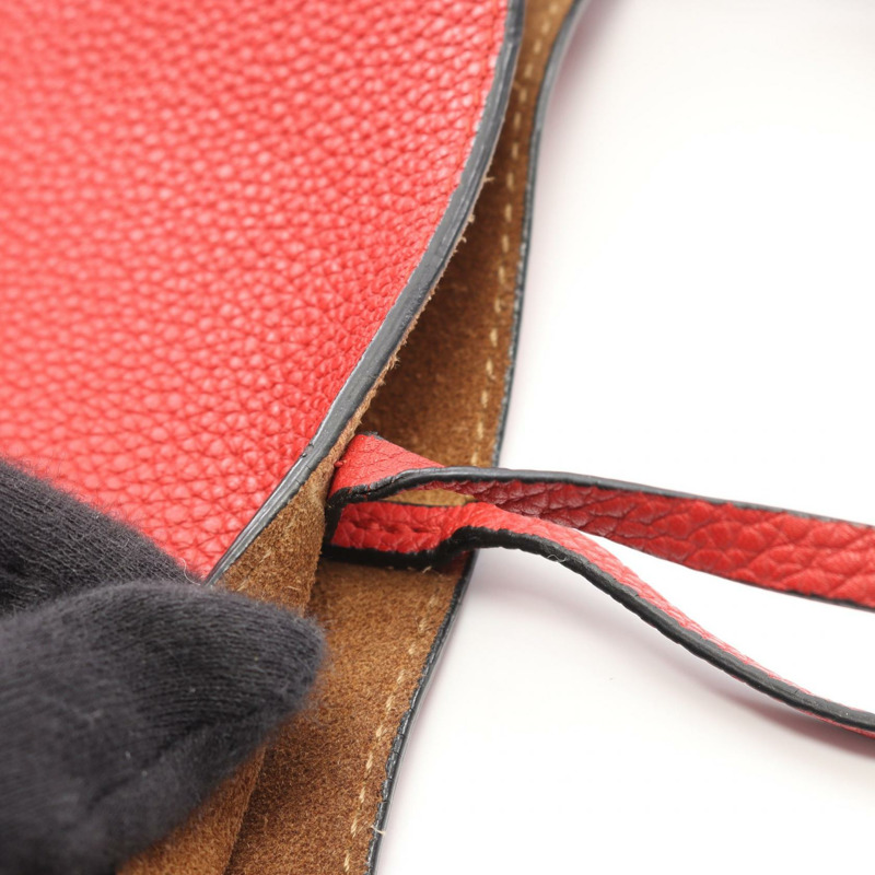 LOEWE Gate Anagram 水桶斜背包 10222610 紅色皮革 二手 女士-8