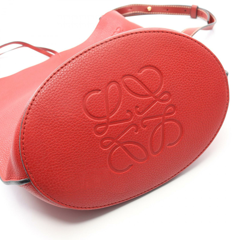 LOEWE Gate Anagram 水桶斜背包 10222610 紅色皮革 二手 女士-9