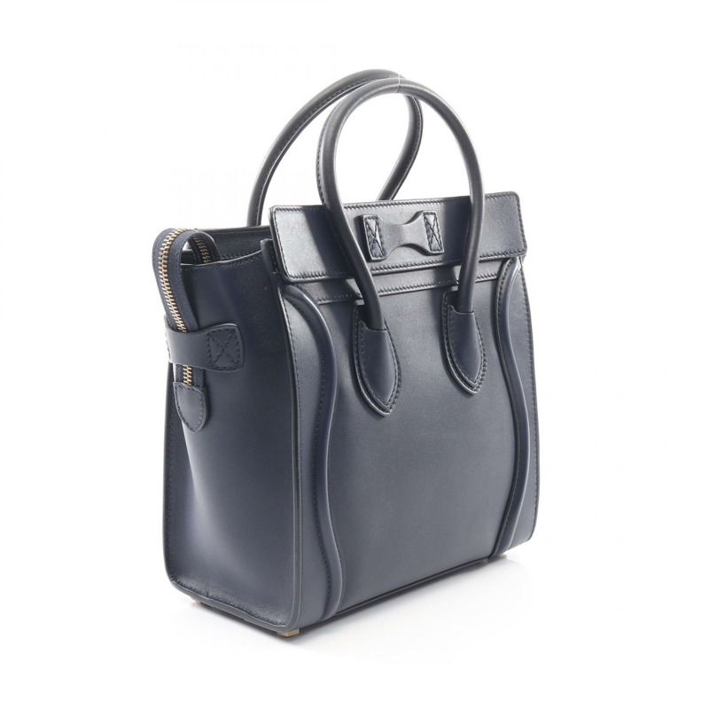 CELINE Luggage Micro Shopper Tote 手提包，海軍藍皮革，二手女款-1