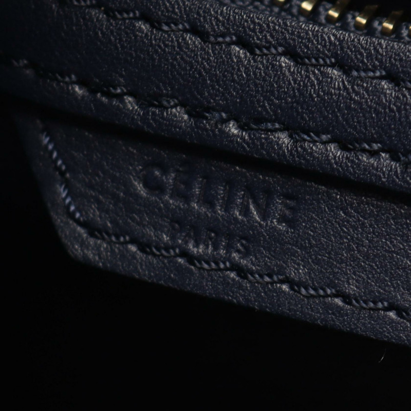 CELINE Luggage Micro Shopper Tote 手提包，海軍藍皮革，二手女款-3