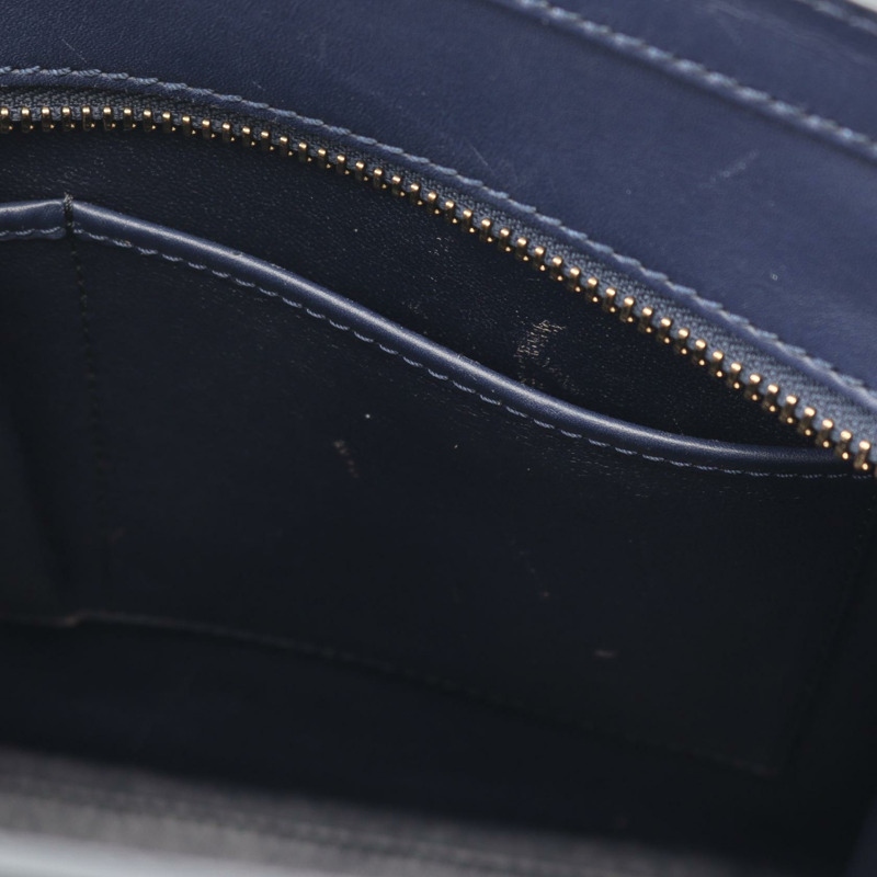 CELINE Luggage Micro Shopper Tote 手提包，海軍藍皮革，二手女款-4