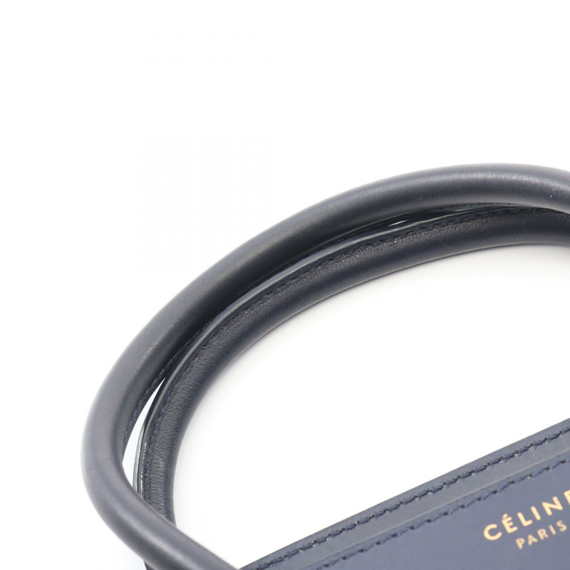 CELINE Luggage Micro Shopper Tote 手提包，海軍藍皮革，二手女款-7