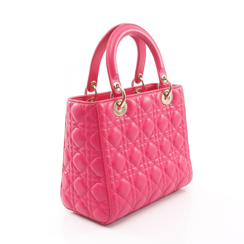 Christian Dior LADY DIOR Cannage 肩背包 CAL4450 粉紅色皮革 二手-1