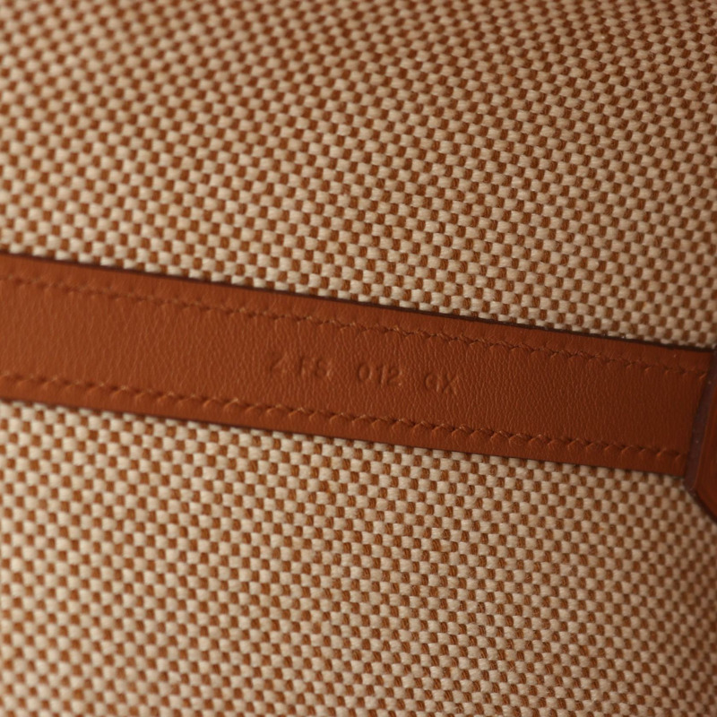 愛馬仕 HH en Biais GM 手提包 Z Toile H Swift 皮革 天然金色 二手-4