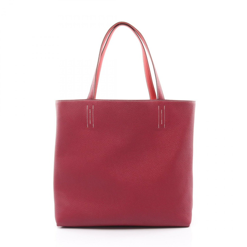 HERMES Doble Sense 45 手提包雙麵包 Taurillon Clemence Bougainvillier 紅寶石色-5