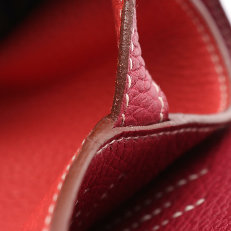 HERMES Doble Sense 45 手提包雙麵包 Taurillon Clemence Bougainvillier 紅寶石色-9