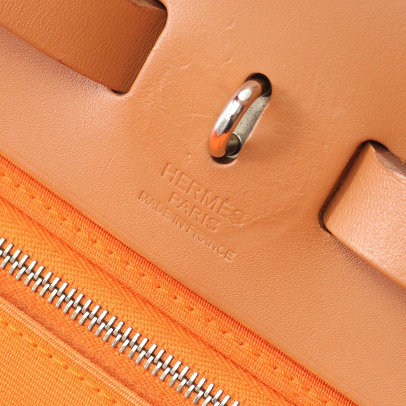 愛馬仕 Herbag Zip PM 手提/單肩包，軍裝皮革，棕色/橙色，二手-3