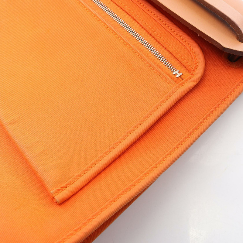 愛馬仕 Herbag Zip PM 手提/單肩包，軍裝皮革，棕色/橙色，二手-6