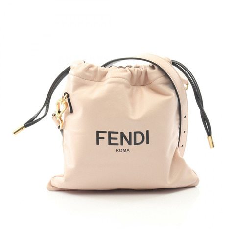 FENDI 8BT337 皮革纖薄手拿包/小號抽繩單肩包/粉紅色黑色