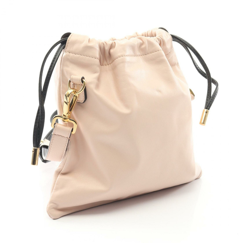 FENDI 8BT337 皮革纖薄手拿包/小號抽繩單肩包/粉紅色黑色-1