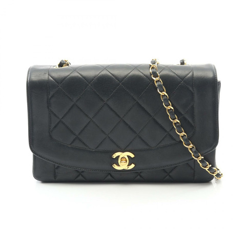 香奈兒 (CHANEL) 絎縫 Diana 翻蓋鏈條斜背包 A01165 皮革 GHW BK