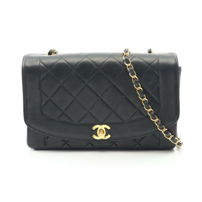 香奈兒 (CHANEL) 絎縫 Diana 翻蓋鏈條斜背包 A01165 皮革 GHW BK-0