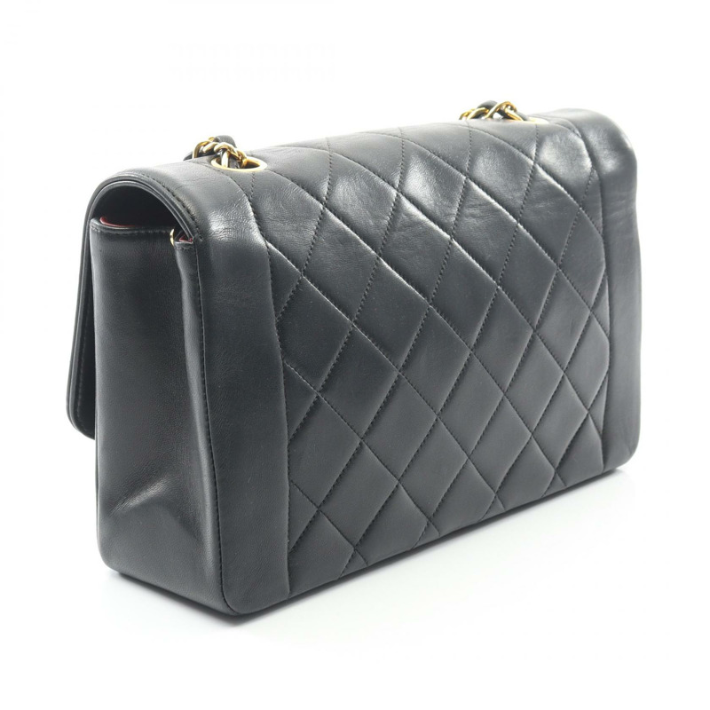 香奈兒 (CHANEL) 絎縫 Diana 翻蓋鏈條斜背包 A01165 皮革 GHW BK-1