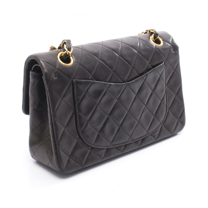 香奈兒 (CHANEL) Matelasse W 翻蓋鏈條肩背包 A01113 黑色皮革 GHW 二手-1