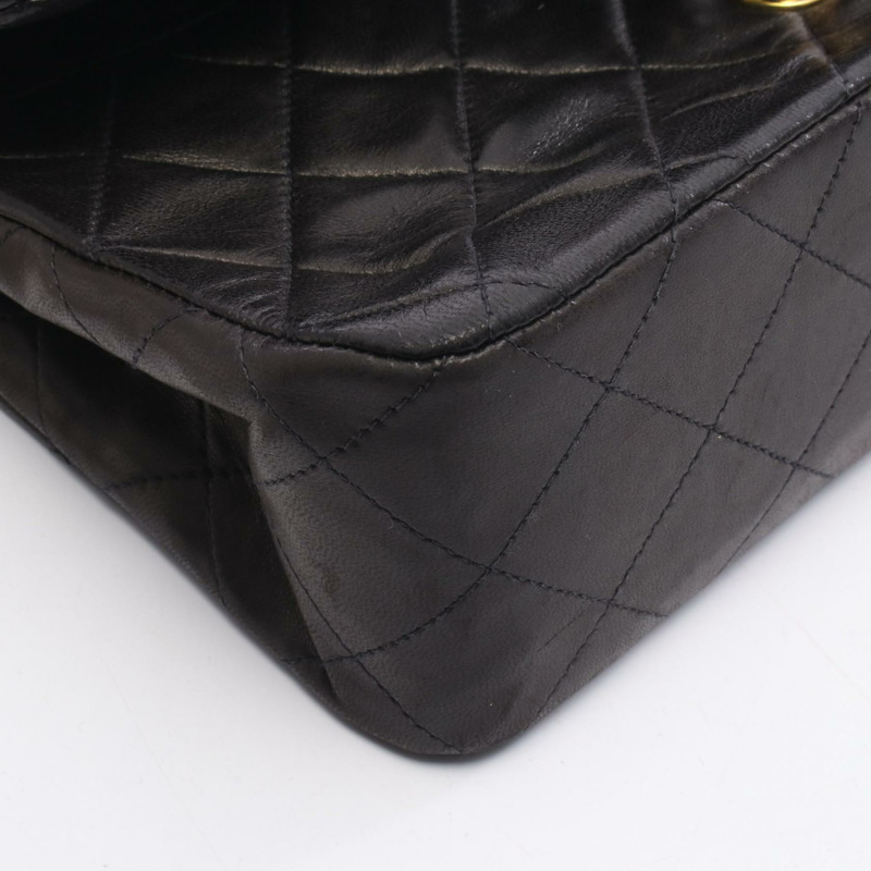 香奈兒 (CHANEL) Matelasse W 翻蓋鏈條肩背包 A01113 黑色皮革 GHW 二手-6