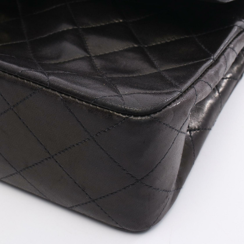 香奈兒 (CHANEL) Matelasse W 翻蓋鏈條肩背包 A01113 黑色皮革 GHW 二手-7